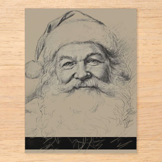 Vintage Santa Claus Pencil Sketch Acrylic Enclosure Card