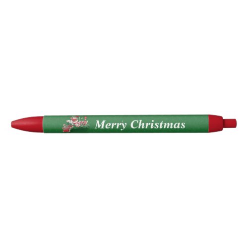 Vintage Santa Claus Peppermint Candy Train Black Ink Pen