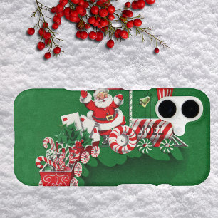 Vintage Santa Claus Peppermint Candy Train iPhone 17 Case