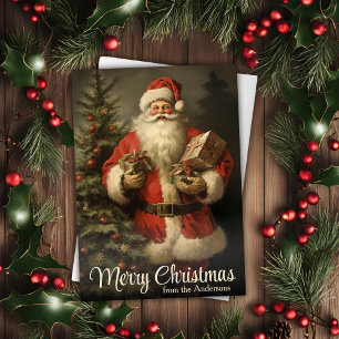 Vintage Santa Claus Personalized Christmas Holiday Card