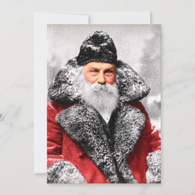 Vintage Santa Claus Photo Holiday Card (Front)