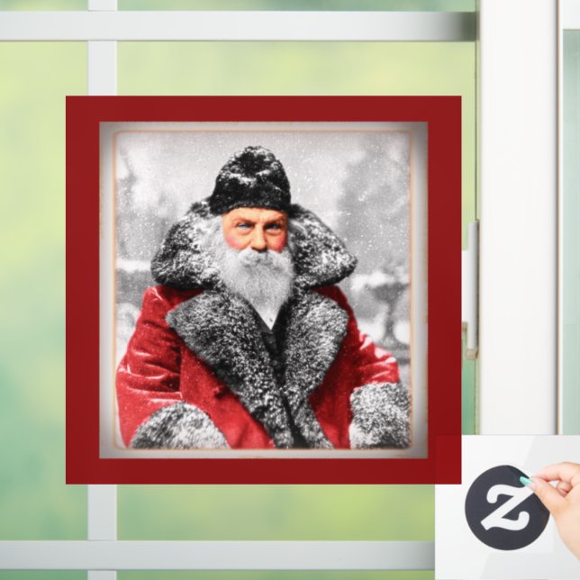 Vintage Santa Claus Photo Tissue Paper Window Cling (Home)