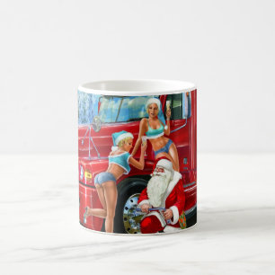 Vintage Santa Claus & Pin-Ups Christmas Mug