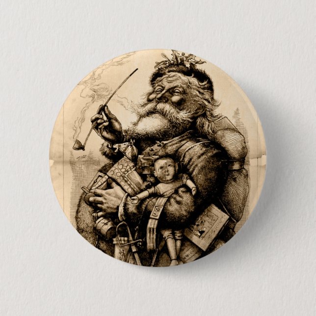 Vintage Santa Claus Pinback Button (Front)