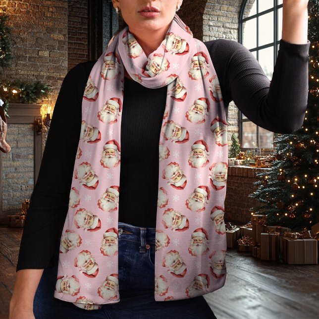 Vintage Santa Claus Pink Christmas Scarf (Creator Uploaded)