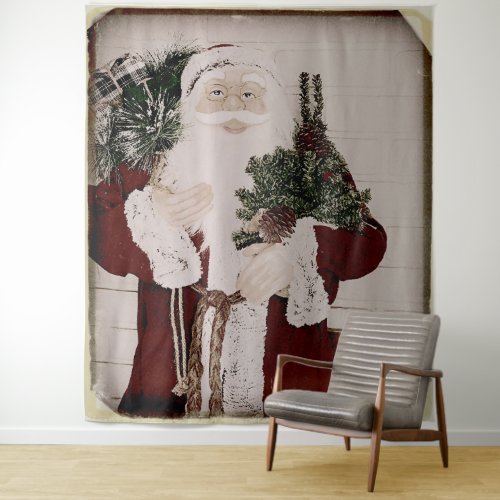 Vintage Santa Claus Portrait Christmas Holiday Tapestry