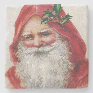 Vintage Santa Claus Portrait Christmas Stone Coaster