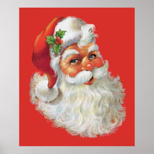 vintage santa claus portrait poster | Zazzle.com