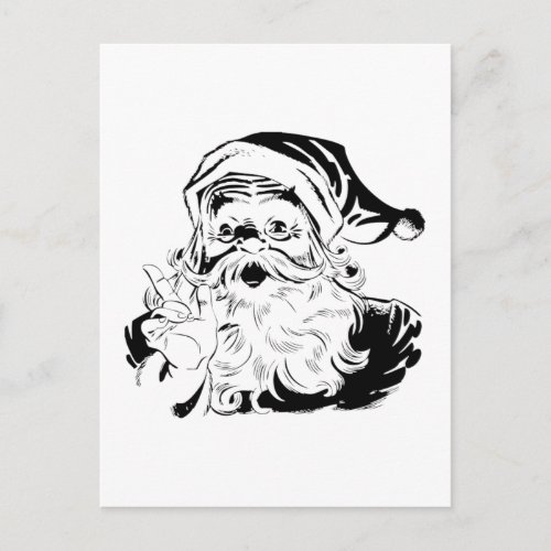 Vintage Santa Claus Portrait Shaking Finger Holiday Postcard