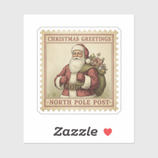 Vintage Santa Claus Postage Stamp Christmas Sticker