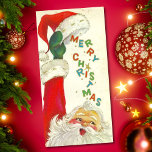 Vintage Santa Claus Raising Hat Merry Christmas Holiday Card<br><div class="desc">Vintage Santa Claus Raising Hat Merry Christmas Holiday Card.</div>