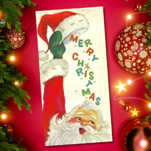 Vintage Santa Claus Raising Hat Merry Christmas Holiday Card