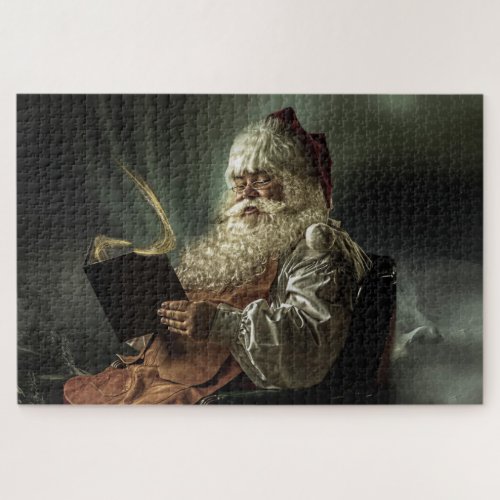 Vintage Santa Claus Reading Magical Book Jigsaw Puzzle