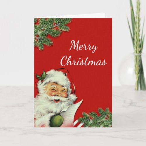 Vintage Santa Claus Red Christmas Greeting Fold Holiday Card