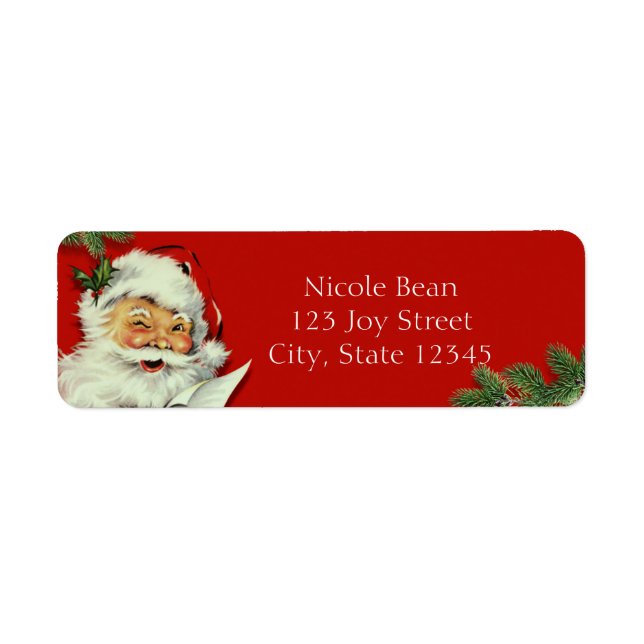 Vintage Santa Claus Red Christmas Invitation Label (Front)