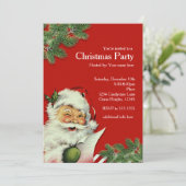 Vintage Santa Claus Red Christmas Invitations | Zazzle