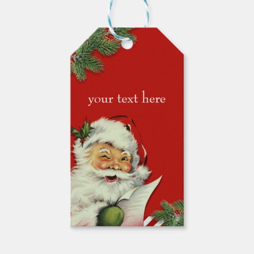 Vintage Santa Claus Red Christmas Party Gift Tags