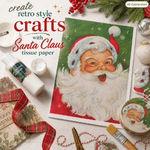 Vintage Santa Claus Red Green Tissue Paper