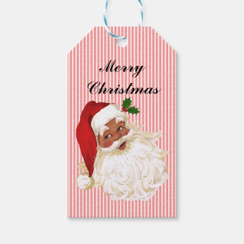 Vintage Santa Claus Red White Stripe Gift Tags