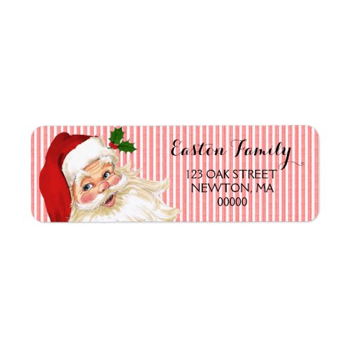 Vintage Santa Claus Red White Stripe Label