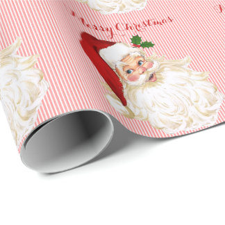 Vintage Santa Claus Red White Wrapping Paper