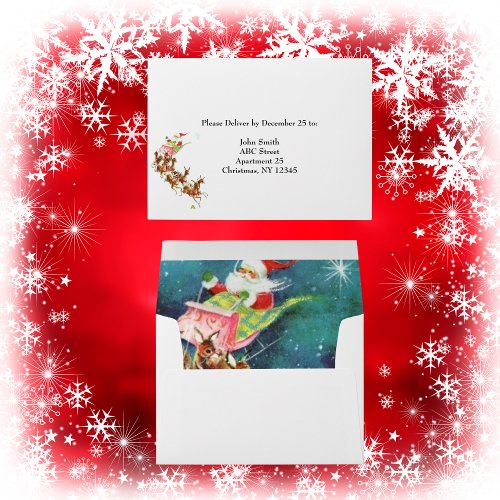 Vintage Santa Claus Reindeer  Envelope