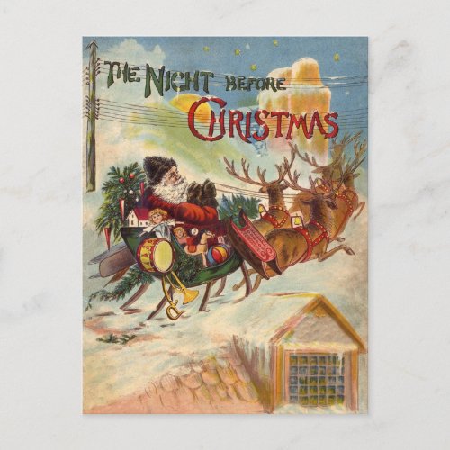 Vintage Santa Claus Reindeer Sleigh postcards