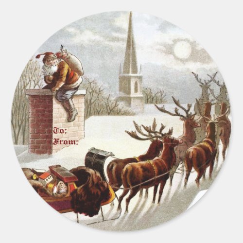 Vintage Santa Claus Reindeer Sleigh stickers