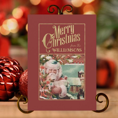 Vintage Santa Claus Retro Christmas Card