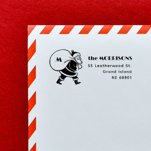 Vintage Santa Claus Retro Family Return Address Self-inking Stamp