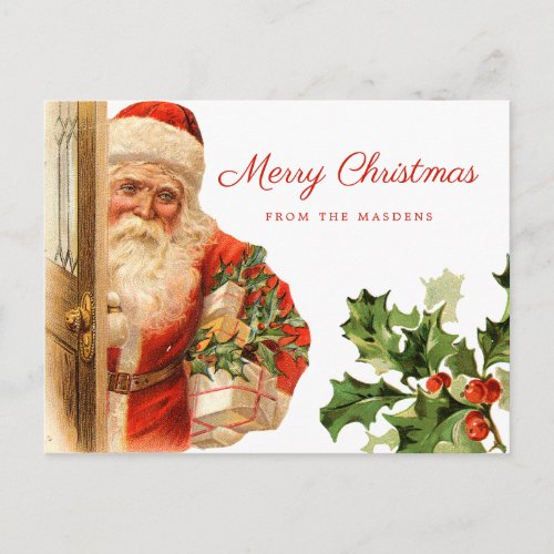 Vintage Santa Claus Retro Holiday Christmas Postcard