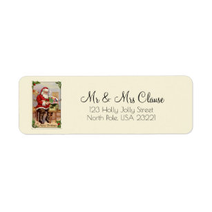 Vintage Santa Return Address Labels | Zazzle