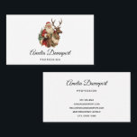 Vintage Santa Claus Riding a Reindeer Christmas Business Card<br><div class="desc">Business cards with a fun Christmas illustration. Santa Claus in his traditional red suit riding a big antlered reindeer decorated with holly. A Christmas tree in the back.</div>