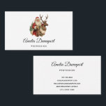 Vintage Santa Claus Riding a Reindeer Christmas Business Card<br><div class="desc">Business cards with a fun Christmas illustration. Santa Claus in his traditional red suit riding a big antlered reindeer decorated with holly. A Christmas tree in the back.</div>
