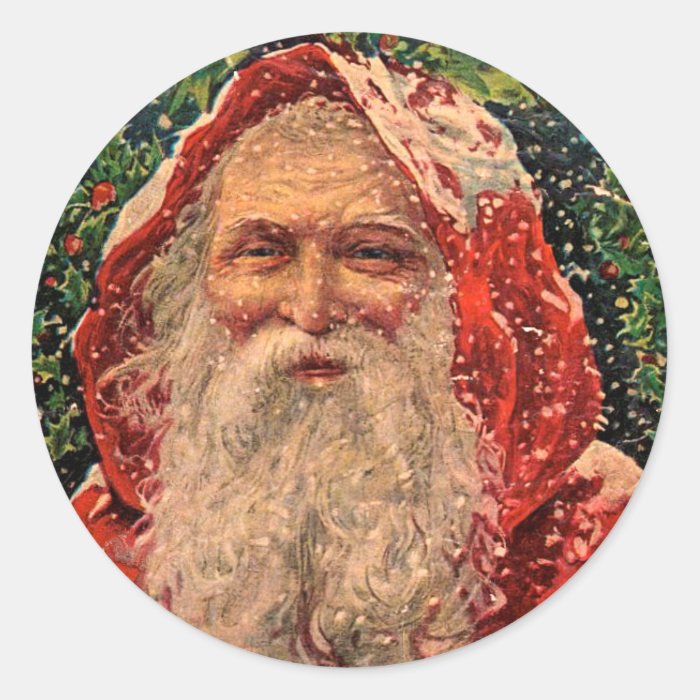 Vintage Santa Claus Round Sticker