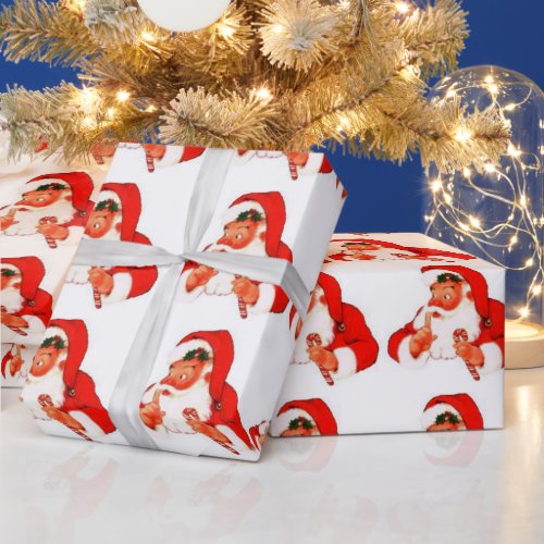 Vintage Santa Claus saying Shhh Wrapping Paper