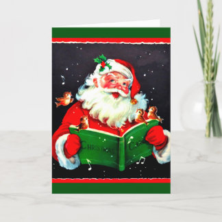 Vintage Santa Claus Singing Christmas Carols Card