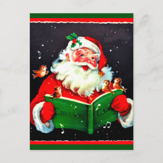 Vintage Santa Claus Singing Christmas Carols Postcard
