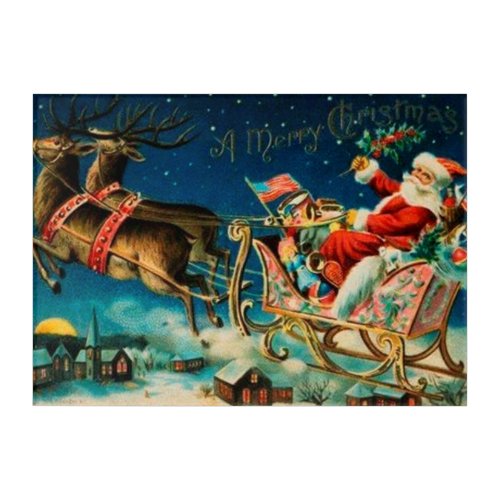 Vintage Santa Claus Sleigh Christmas Holiday Acrylic Print