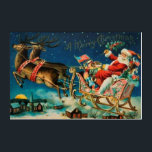 Vintage Santa Claus Sleigh Christmas Holiday Acrylic Print<br><div class="desc">Original vintage Santa Claus on sleigh with reindeers illustration.</div>