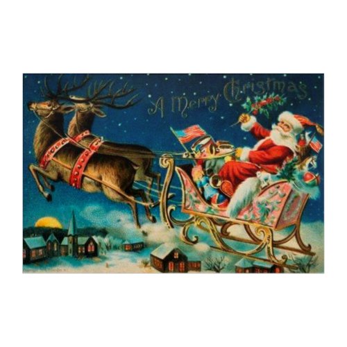 Vintage Santa Claus Sleigh Christmas Holiday Acrylic Print