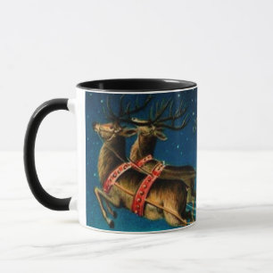 Vintage Santa Claus Sleigh Christmas Holiday Mug