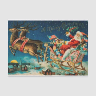 Vintage Santa Claus Sleigh Christmas Holiday Tissue Paper