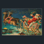Vintage Santa Claus Sleigh Christmas Holiday Wood Wall Art<br><div class="desc">Original vintage Santa Claus on sleigh with reindeers illustration.</div>