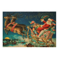Vintage Santa Claus Sleigh Christmas Holiday