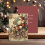 Vintage Santa Claus Sleigh Merry Christmas Holiday Card<br><div class="desc">Elegant vintage Christmas greeting card with Santa Claus in his sleigh on the front. Personalized on the back with your message and name. Contact me for assistance with your customization or to request additional matching or coordinating Zazzle products.</div>