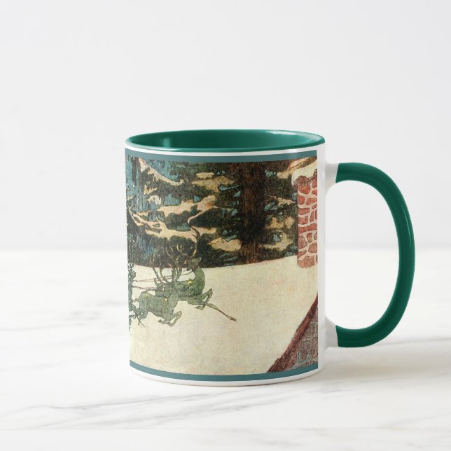 Vintage Santa Claus Sleigh on Rooftop Mug (Right)