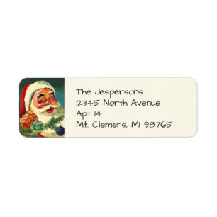 Vintage Santa Claus Smiling Christmas Label