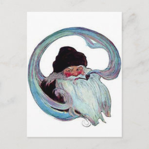 Vintage Santa Claus Smoking a Pipe Holiday Postcard