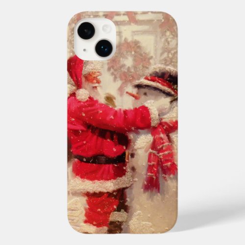 Vintage Santa Claus Snowman Christmas Case_Mate iPhone 14 Plus Case